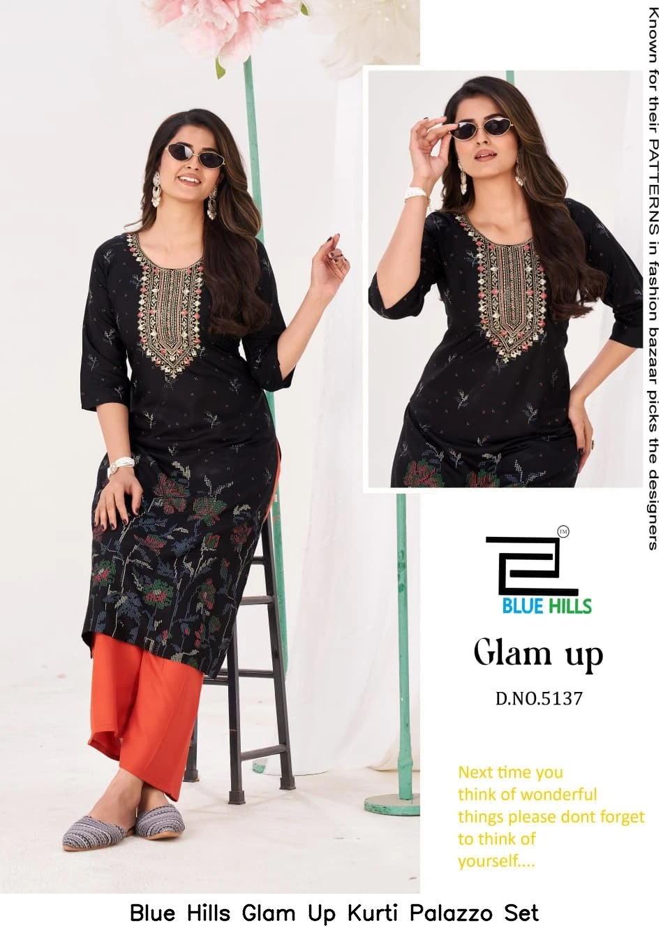 Blue Hills Glam Up Kurti Palazzo Set