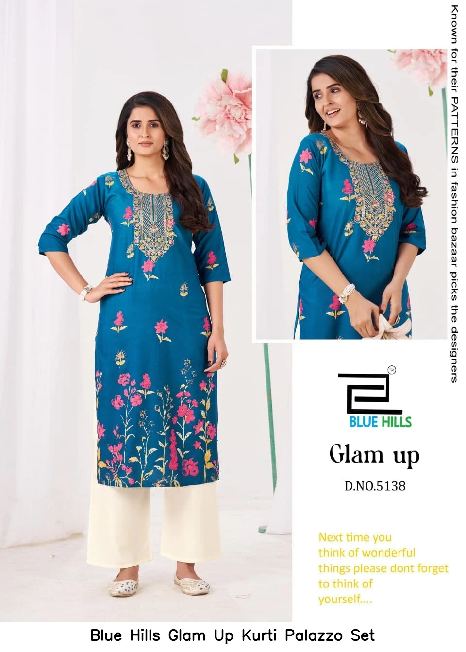 Blue Hills Glam Up Kurti Palazzo Set
