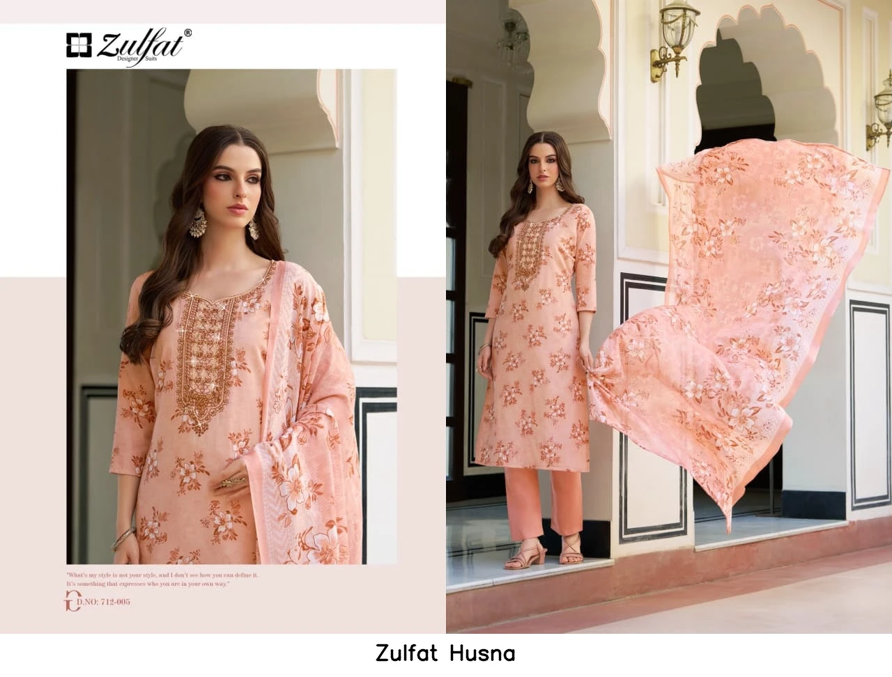 Zulfat Husna — Unstitched Dress Materials, Zulfat Designer Suits wholesale from Surat — view 2