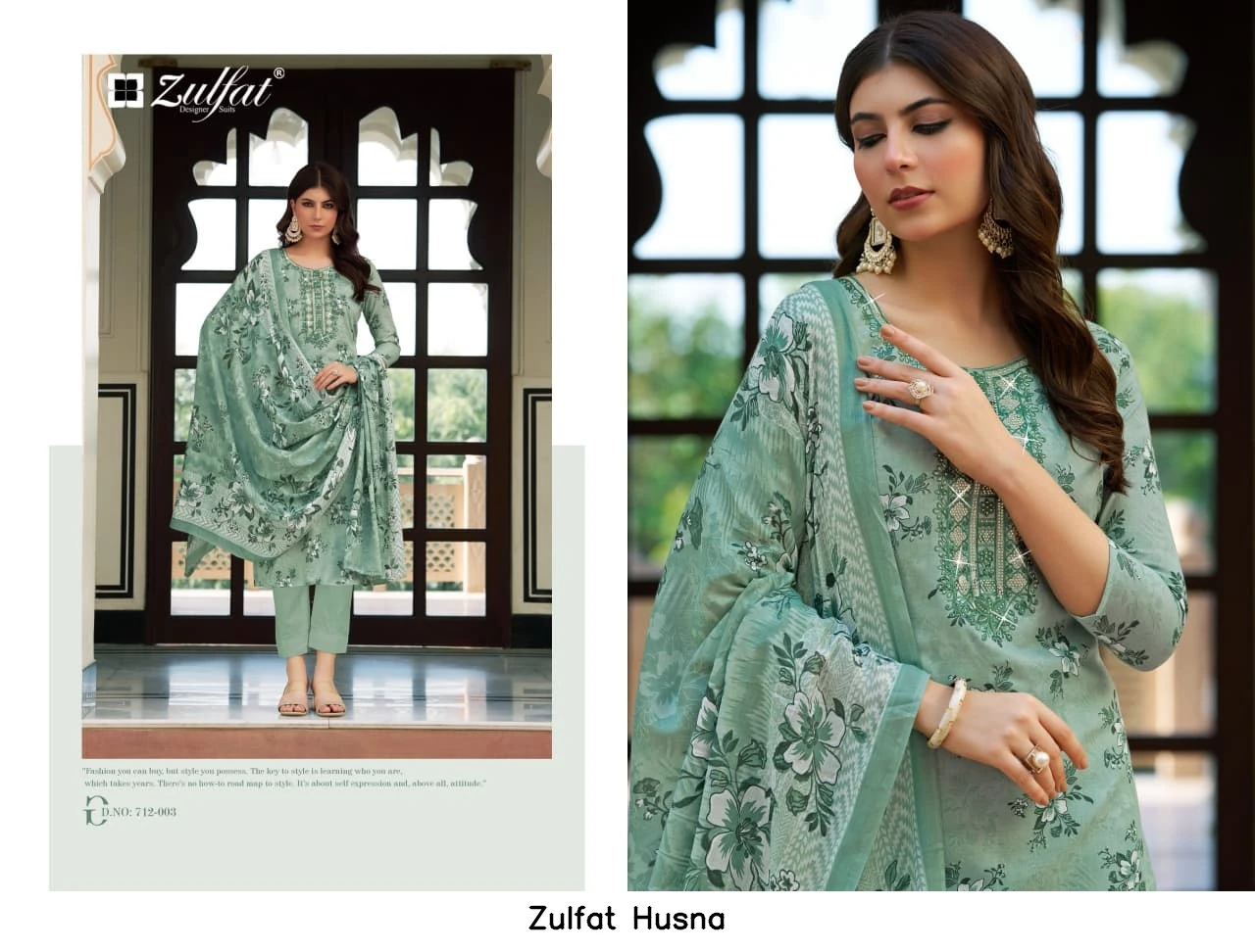 Zulfat Husna — Unstitched Dress Materials, Zulfat Designer Suits wholesale from Surat — view 3