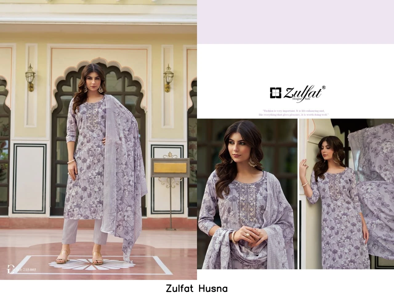 Zulfat Husna — Unstitched Dress Materials, Zulfat Designer Suits wholesale from Surat — view 4