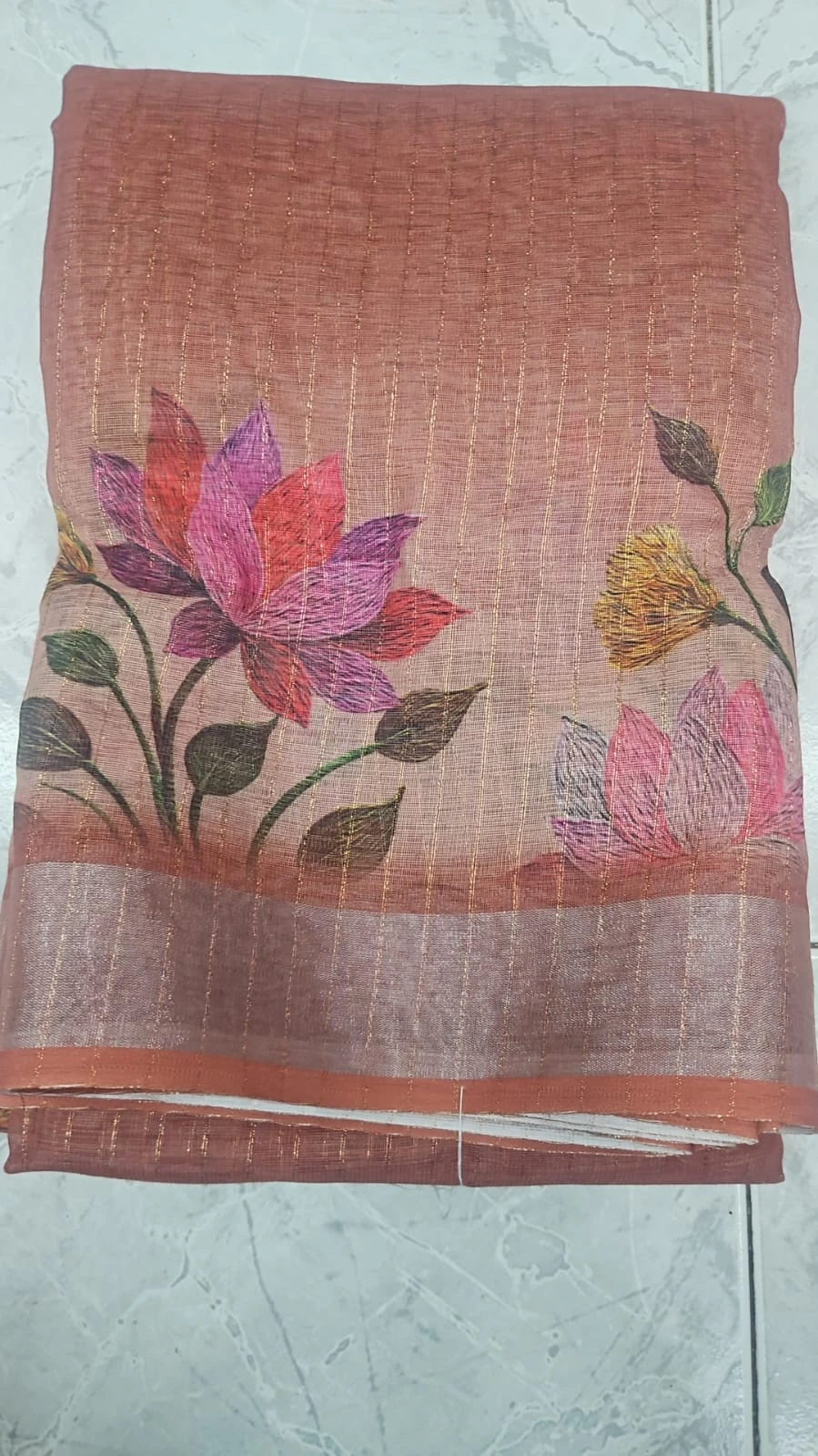 Wholesale Linen Ricco Jari Digital Print Sarees
