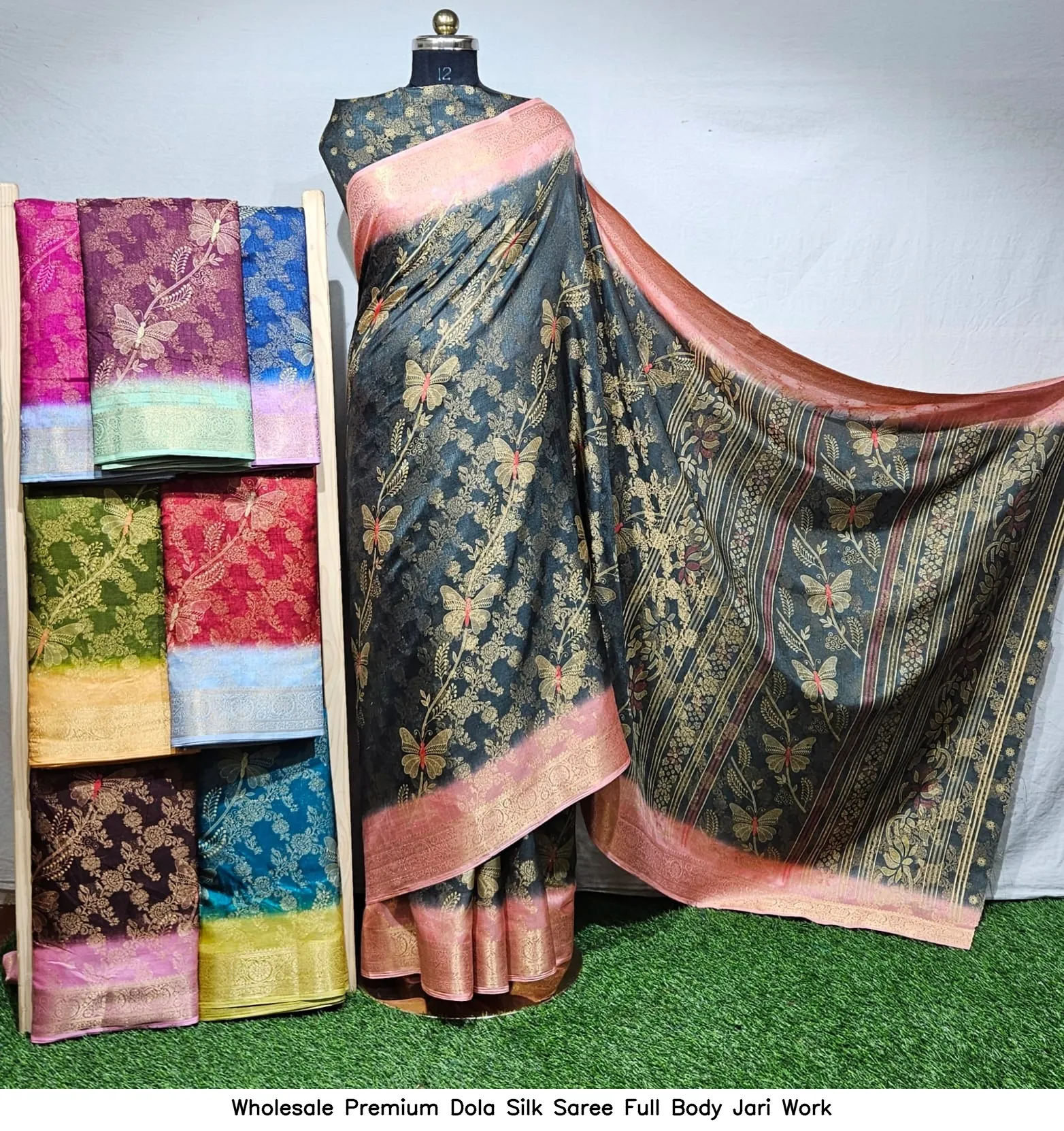 Wholesale Premium Dola Silk Saree Full Body Jari Work