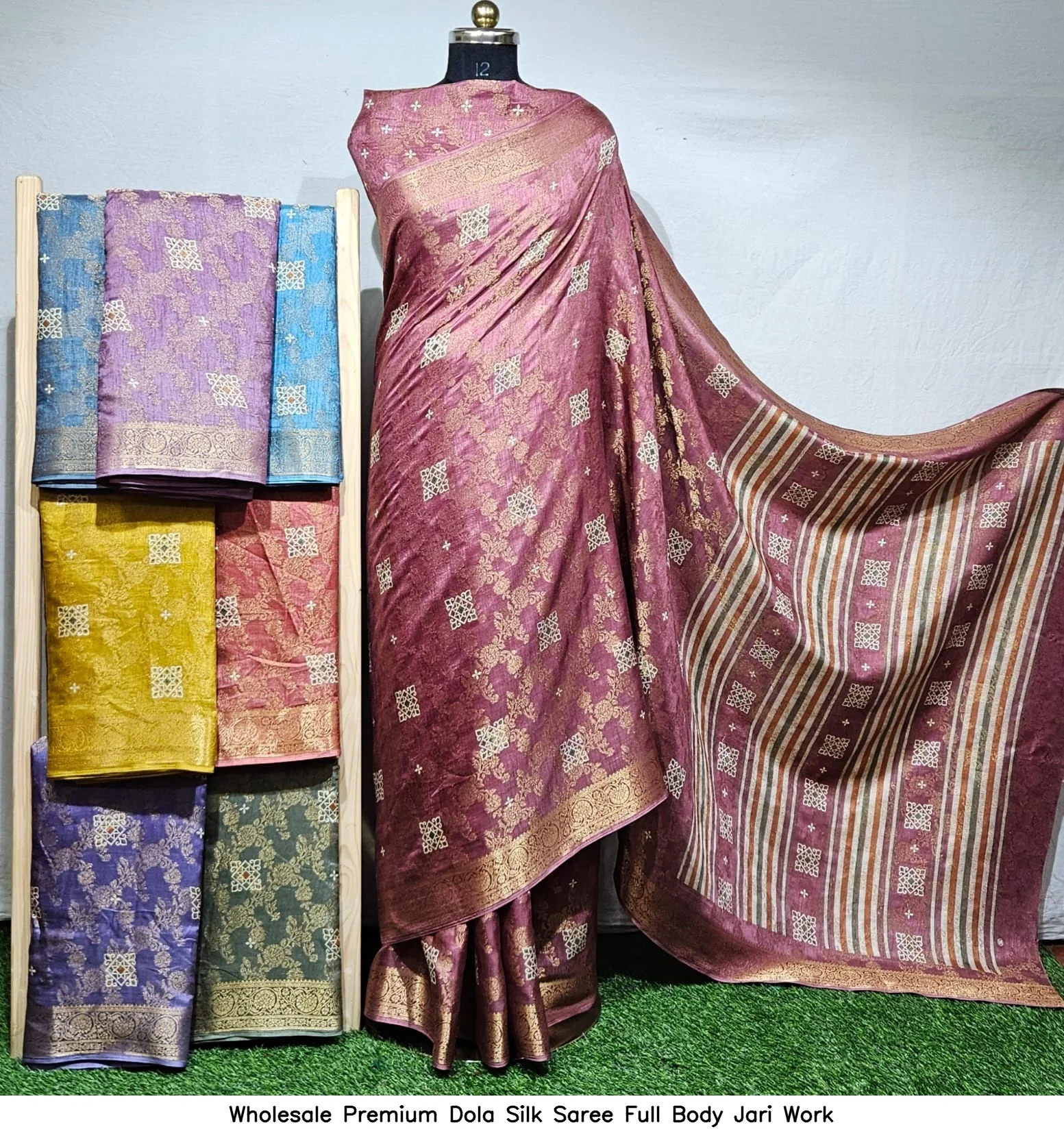 Wholesale Premium Dola Silk Saree Full Body Jari Work