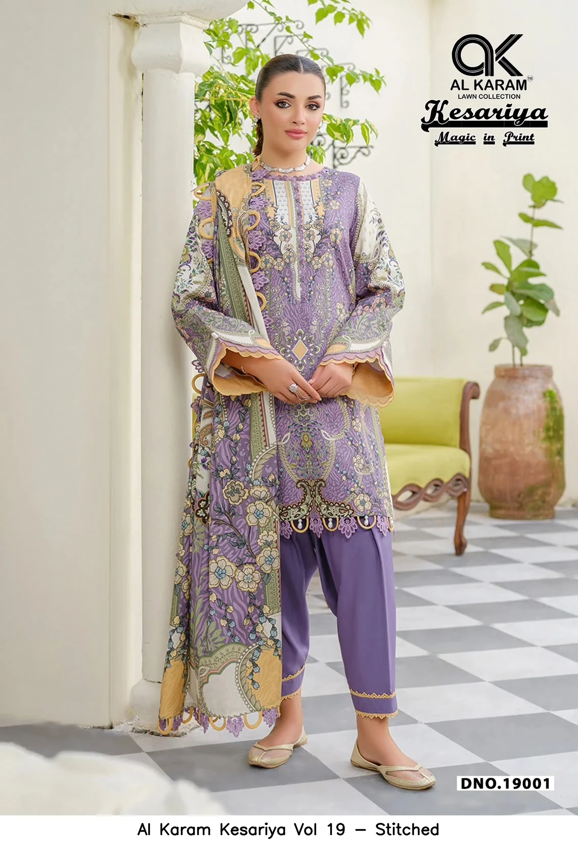 Al Karam Kesariya Vol 19 - Stitched 2