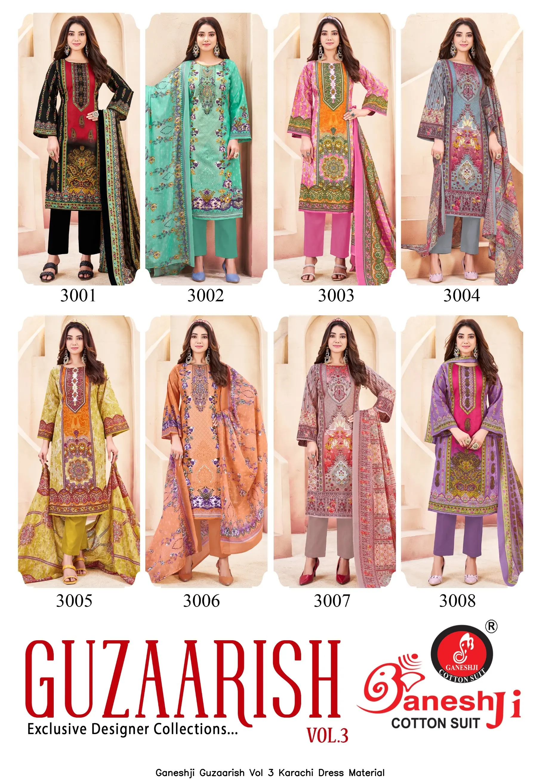 Ganeshji Guzaarish Vol 3 Karachi Dress Material 10