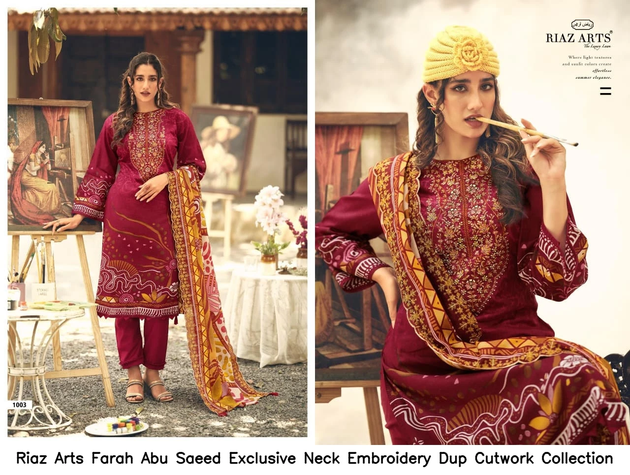 Riaz Arts Farah Abu Saeed Exclusive Neck Embroidery Dup Cutwork Collection 3