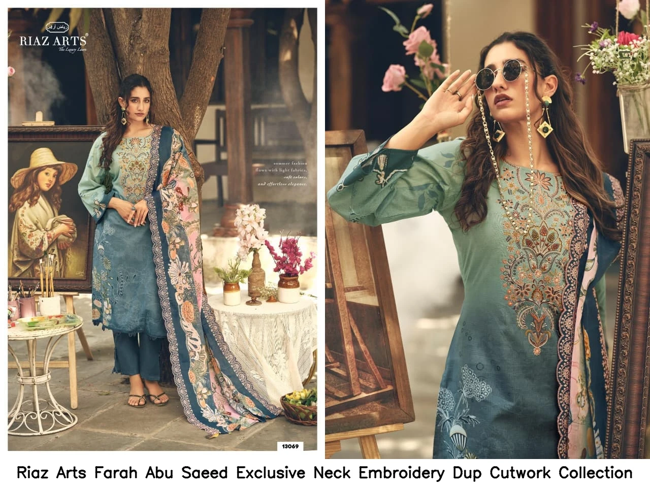 Riaz Arts Farah Abu Saeed Exclusive Neck Embroidery Dup Cutwork Collection 4