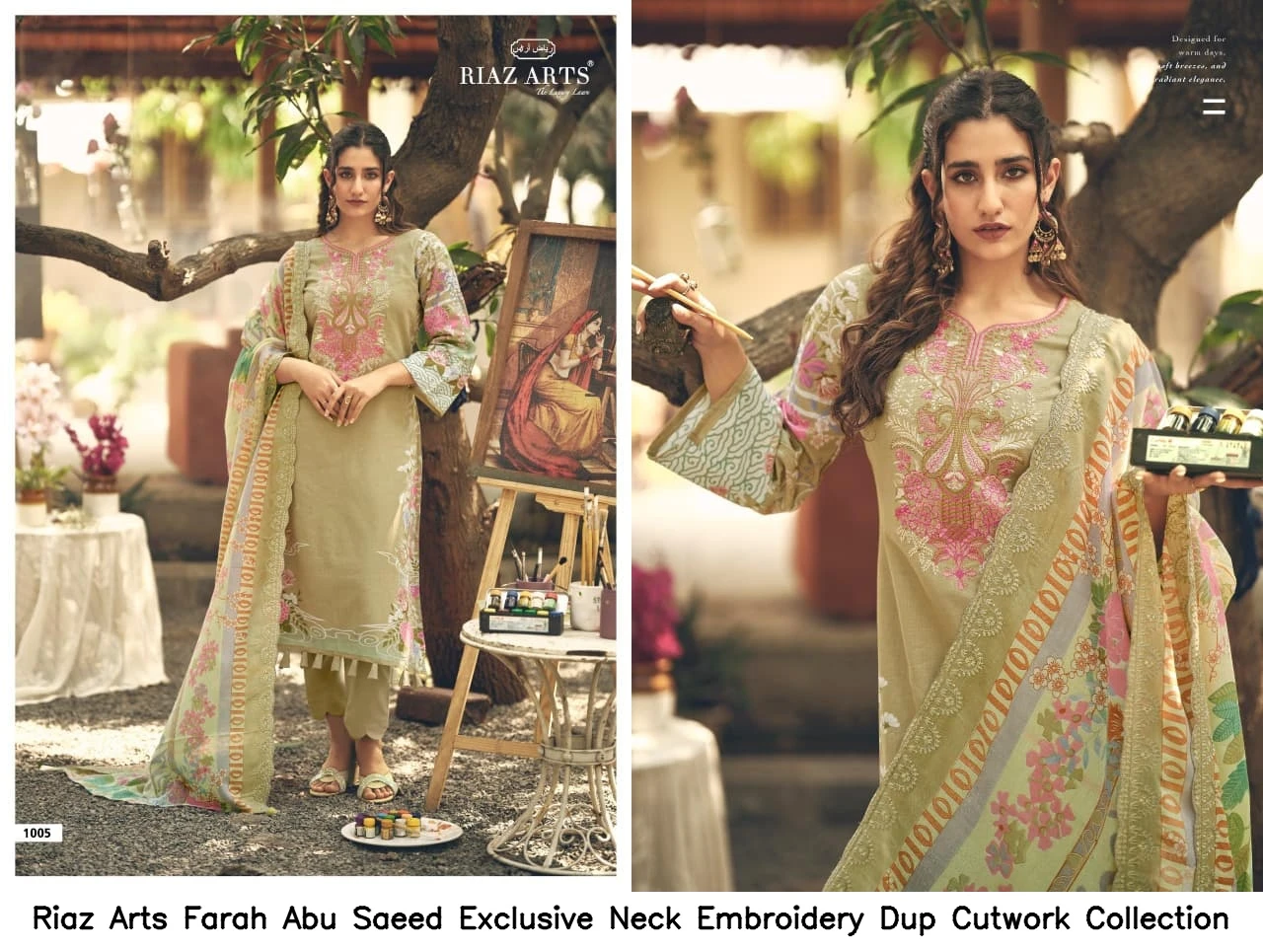 Riaz Arts Farah Abu Saeed Exclusive Neck Embroidery Dup Cutwork Collection 5