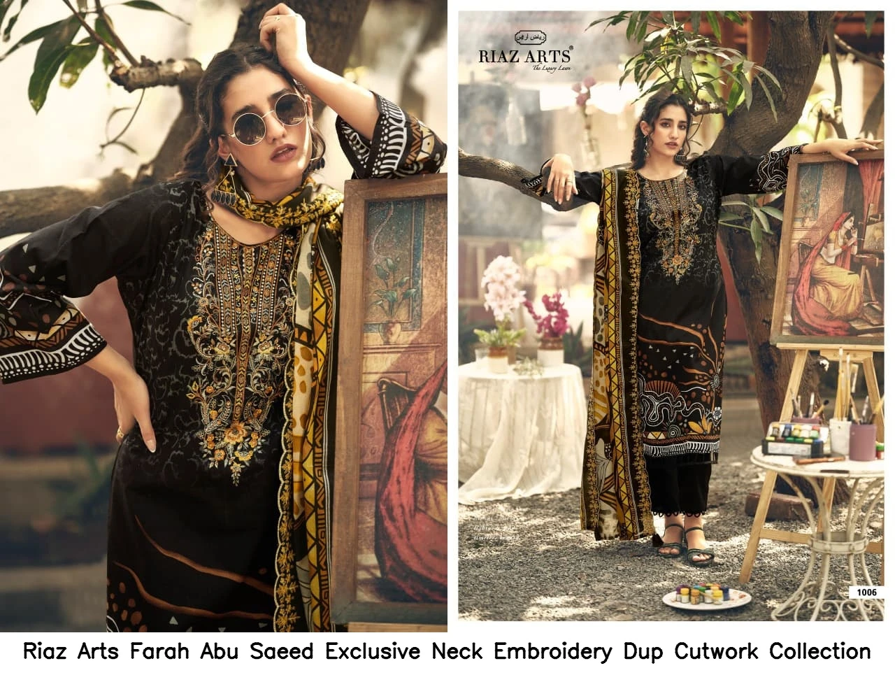 Riaz Arts Farah Abu Saeed Exclusive Neck Embroidery Dup Cutwork Collection 6