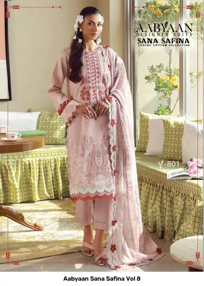 Aabyaan Sana Safina Vol 8 — Karachi Pattern Dress, Aabyaan Designer Suit wholesale from Surat — view 4