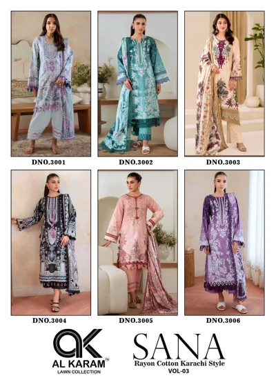 Al Karam Sana Vol 3 — Karachi Pattern Dress, Al Karam Lawn Collection wholesale from Surat — view 8