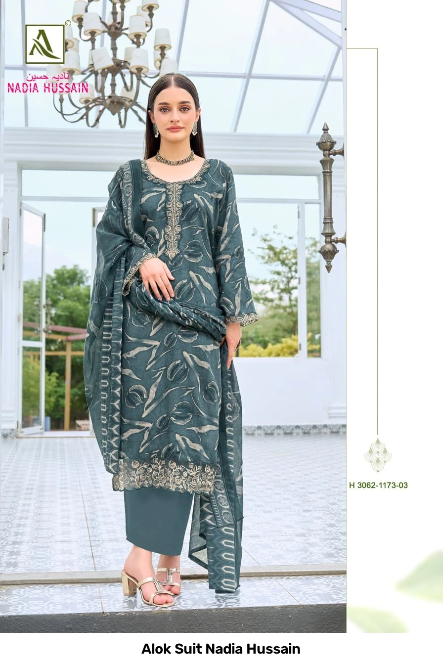 Alok Suit Nadia Hussain — Semi Stitched Suits, Alok Suit wholesale from Surat — view 2