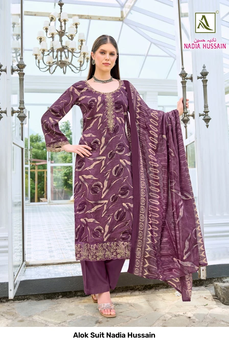 Alok Suit Nadia Hussain — Semi Stitched Suits, Alok Suit wholesale from Surat — view 3