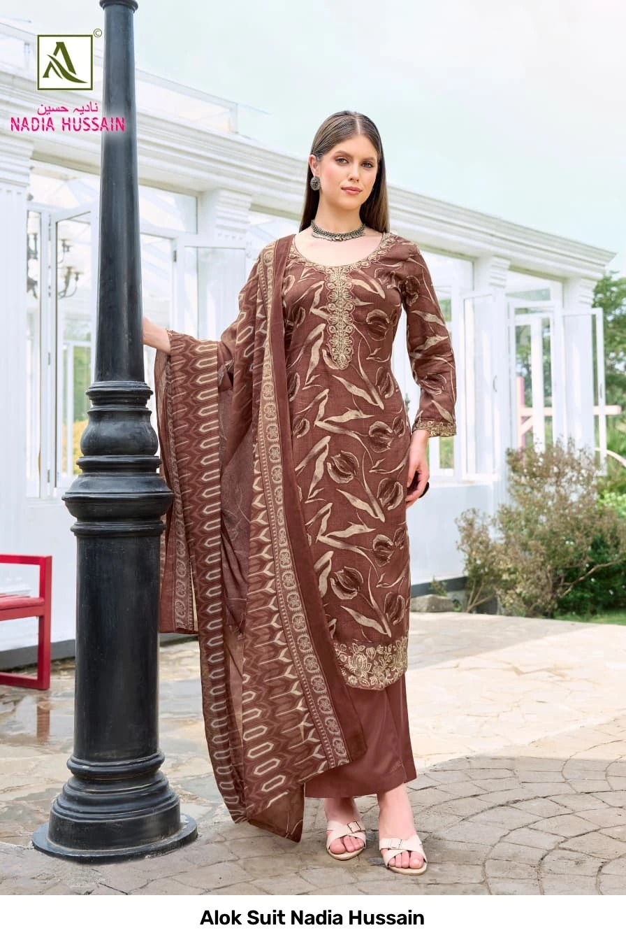 Alok Suit Nadia Hussain — Semi Stitched Suits, Alok Suit wholesale from Surat — view 4