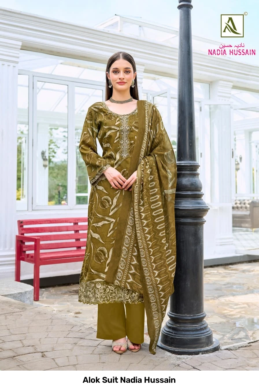 Alok Suit Nadia Hussain — Semi Stitched Suits, Alok Suit wholesale from Surat — view 5