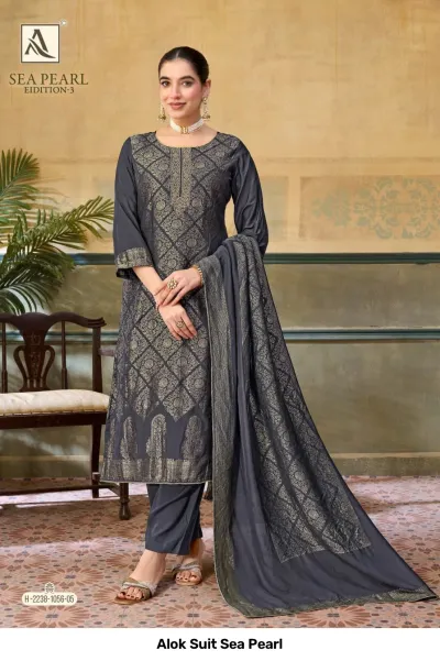 Alok Suit Sea Pearl — Semi Stitched Suits, Alok Suit wholesale from Surat — view 3