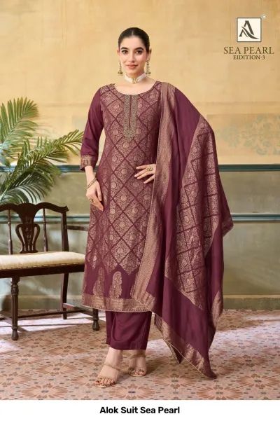 Alok Suit Sea Pearl — Semi Stitched Suits, Alok Suit wholesale from Surat — view 4