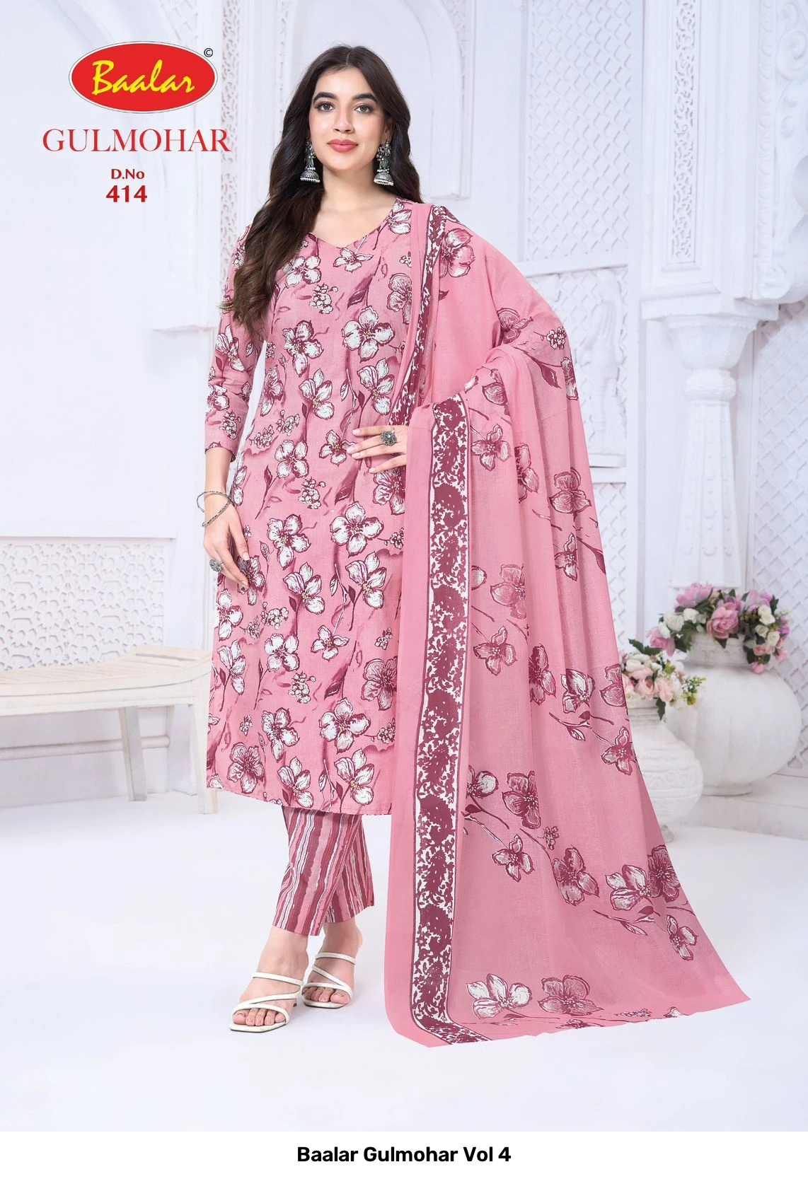 Baalar Gulmohar Vol 4 — Heavy Lawn Cotton Printed, Karachi Pattern Dress, Baalar wholesale from Surat — view 11