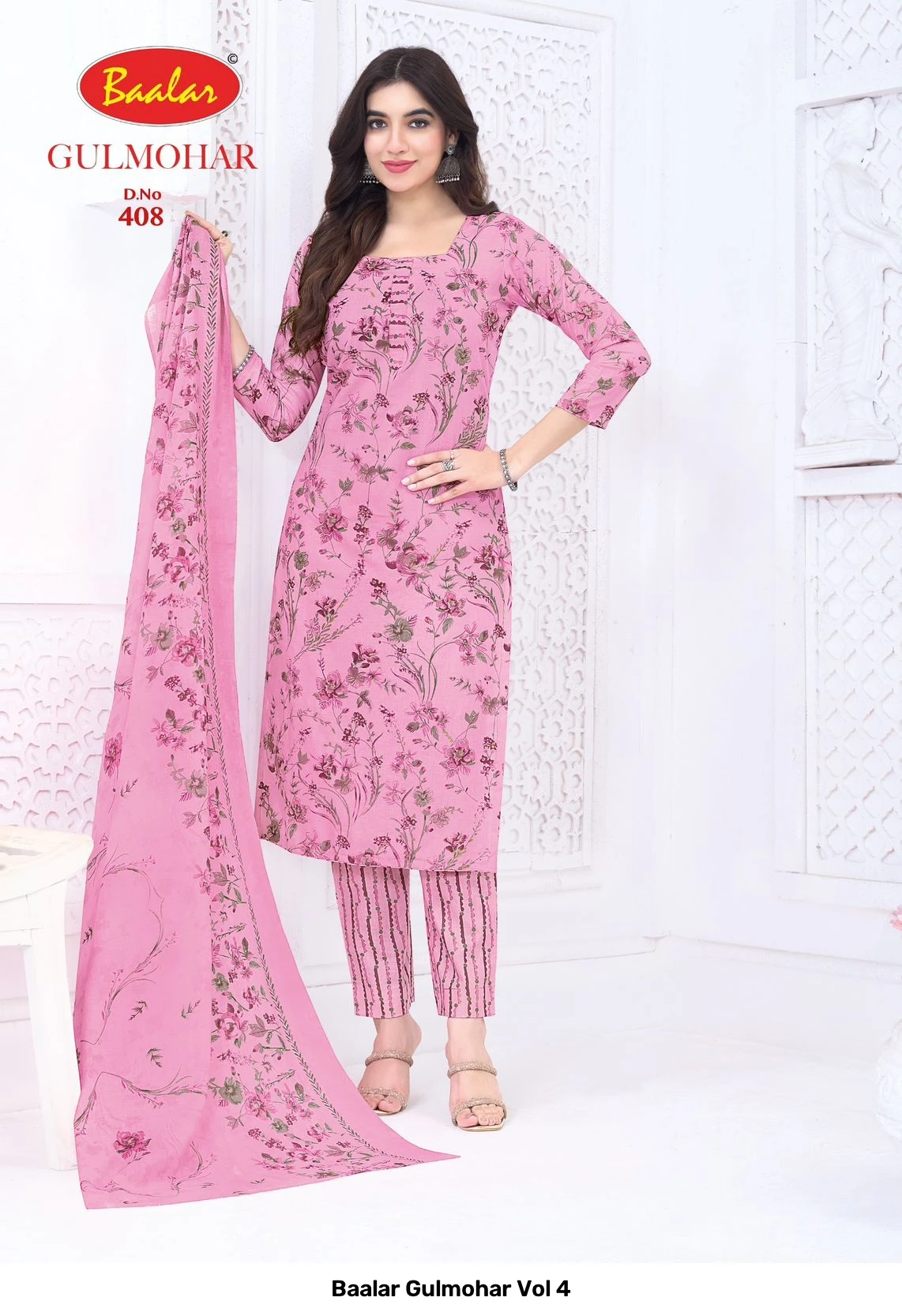 Baalar Gulmohar Vol 4 — Heavy Lawn Cotton Printed, Karachi Pattern Dress, Baalar wholesale from Surat — view 5