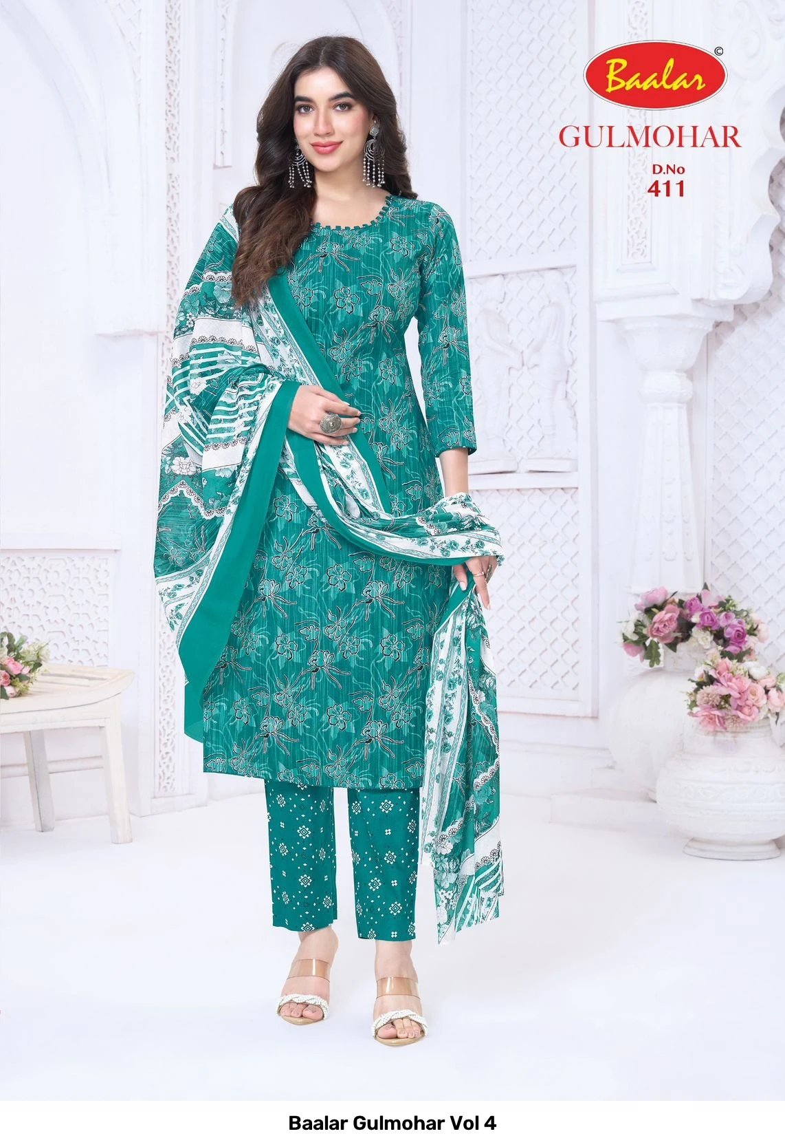 Baalar Gulmohar Vol 4 — Heavy Lawn Cotton Printed, Karachi Pattern Dress, Baalar wholesale from Surat — view 8