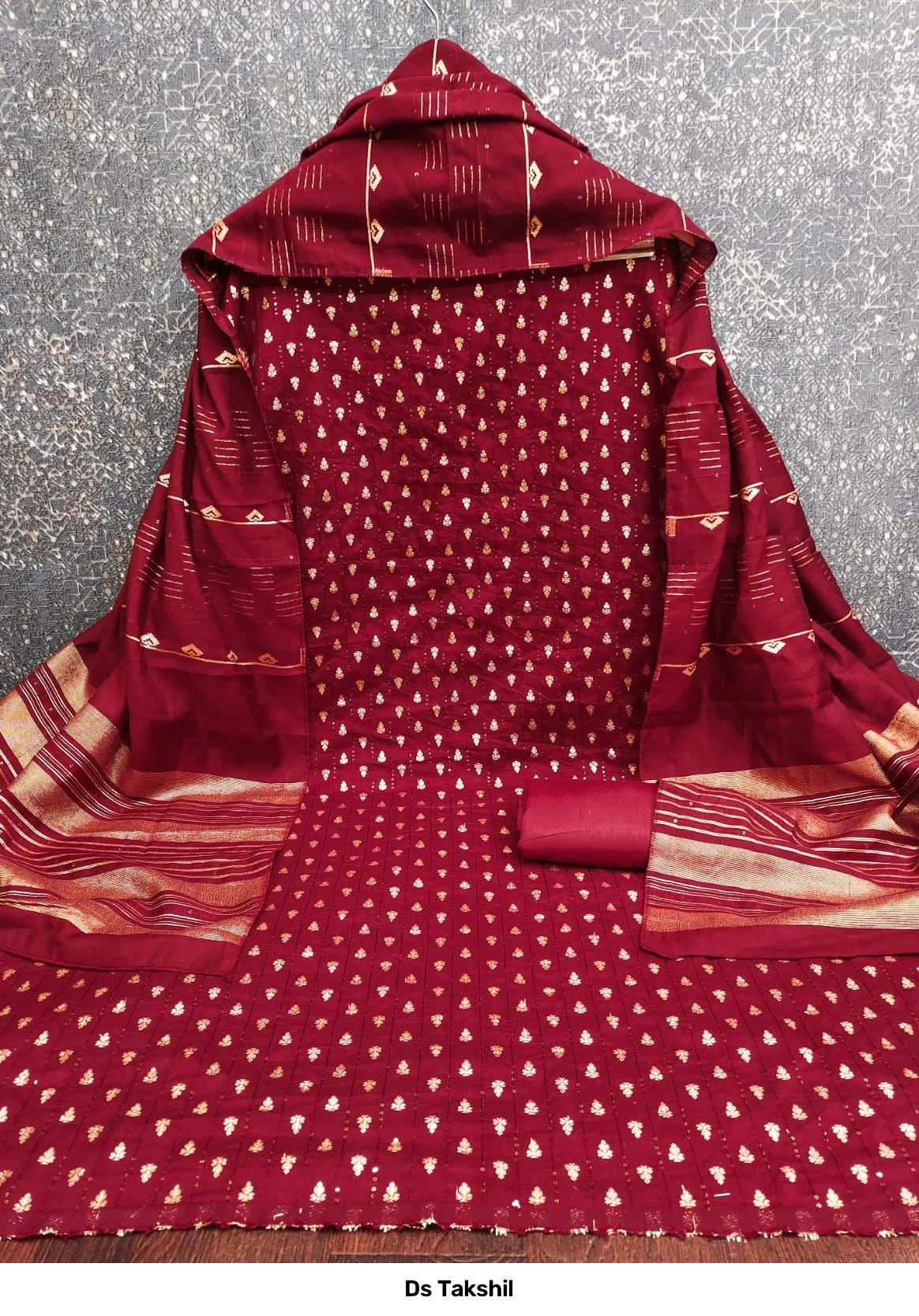 Ds Takshil — Chanderi Zakard Crosset Squance Work, Non Catalog Dress Materials, Designer Suits wholesale from Surat - Gallery Image 2