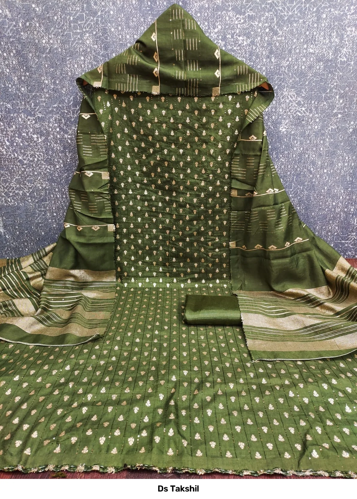 Ds Takshil — Chanderi Zakard Crosset Squance Work, Non Catalog Dress Materials, Designer Suits wholesale from Surat - Gallery Image 3
