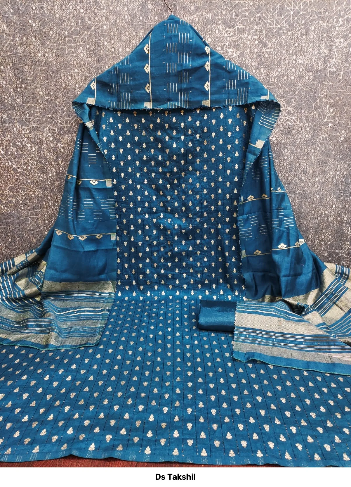 Ds Takshil — Chanderi Zakard Crosset Squance Work, Non Catalog Dress Materials, Designer Suits wholesale from Surat - Gallery Image 4