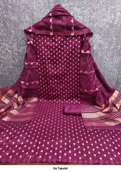 Ds Takshil — Chanderi Zakard Crosset Squance Work, Non Catalog Dress Materials, Designer Suits wholesale from Surat — view 5