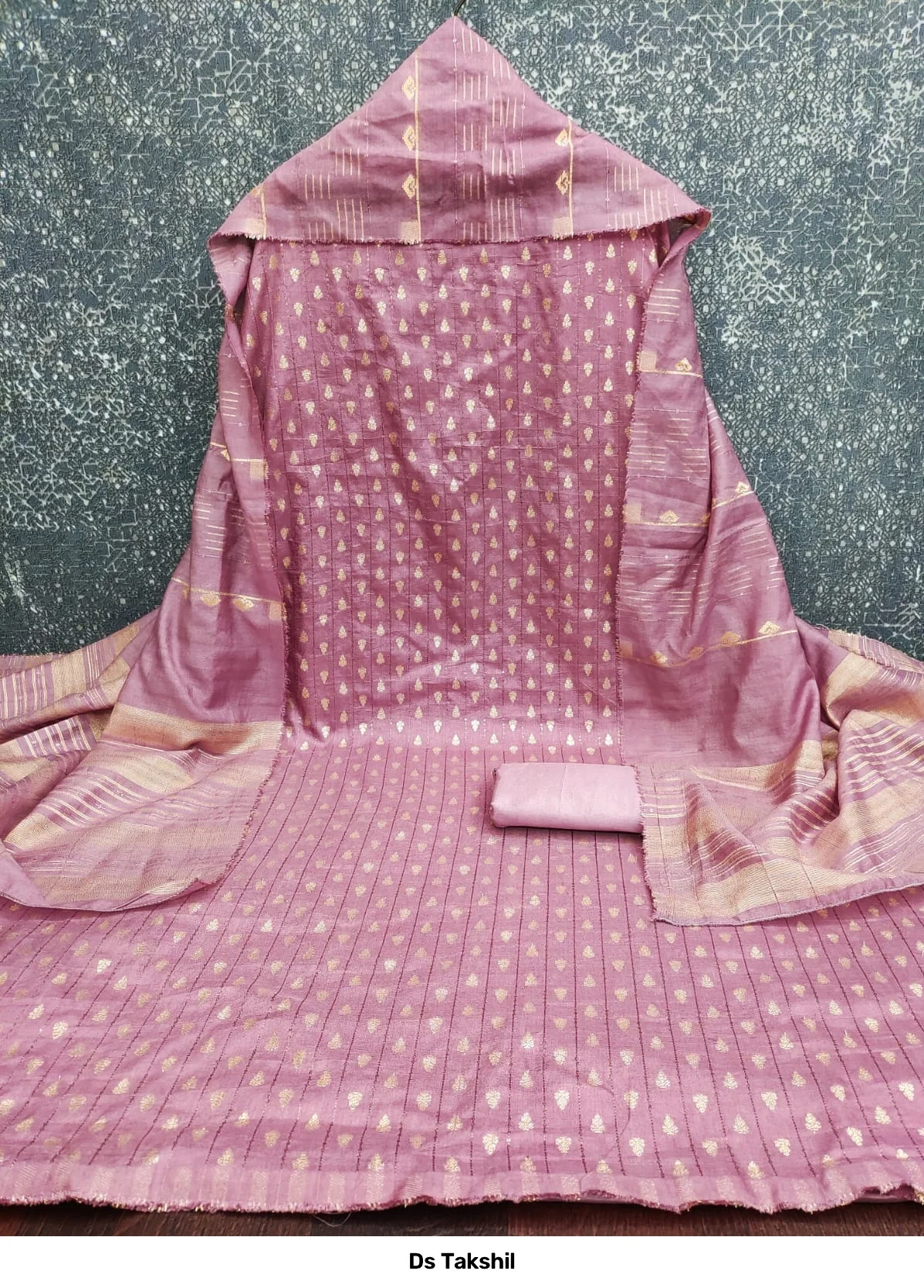 Ds Takshil — Chanderi Zakard Crosset Squance Work, Non Catalog Dress Materials, Designer Suits wholesale from Surat - Gallery Image 6