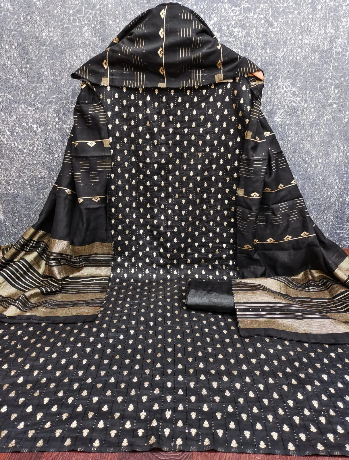 Ds Takshil — Chanderi Zakard Crosset Squance Work, Non Catalog Dress Materials, Designer Suits wholesale from Surat - Gallery Image 7