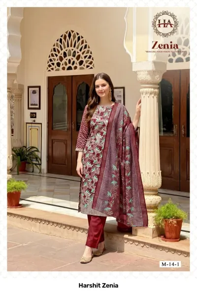 Harshit Zenia — Pure Zam Discharge Designer Print, Unstitched Dress Materials, Harshit Fashion Hub wholesale from Surat — view 5