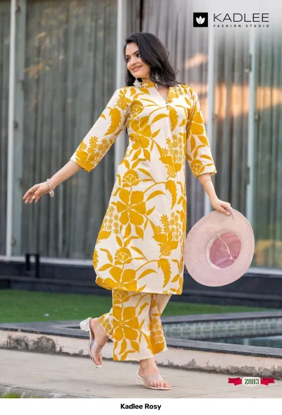 Kadlee Rosy — Rayon Flex Print, Kurti Pant Sets, Kadlee wholesale from Surat — view 4