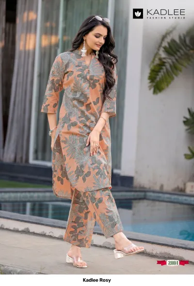 Kadlee Rosy — Rayon Flex Print, Kurti Pant Sets, Kadlee wholesale from Surat — view 5