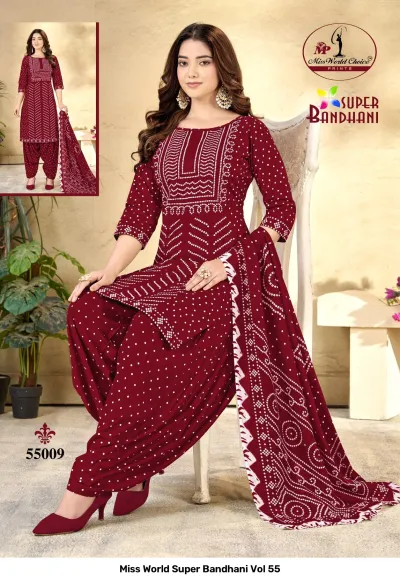 Miss World Super Bandhani Vol 55 — Pure Cotton, Unstitched Dress Materials Online, Miss World Choice wholesale from Surat — view 11