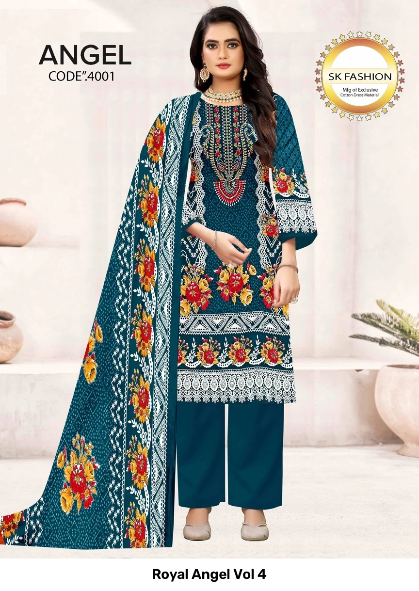 Royal Angel Vol 4 — Soft Cotton Printed, Unstitched Dress Materials, Royal wholesale from Surat — view 6
