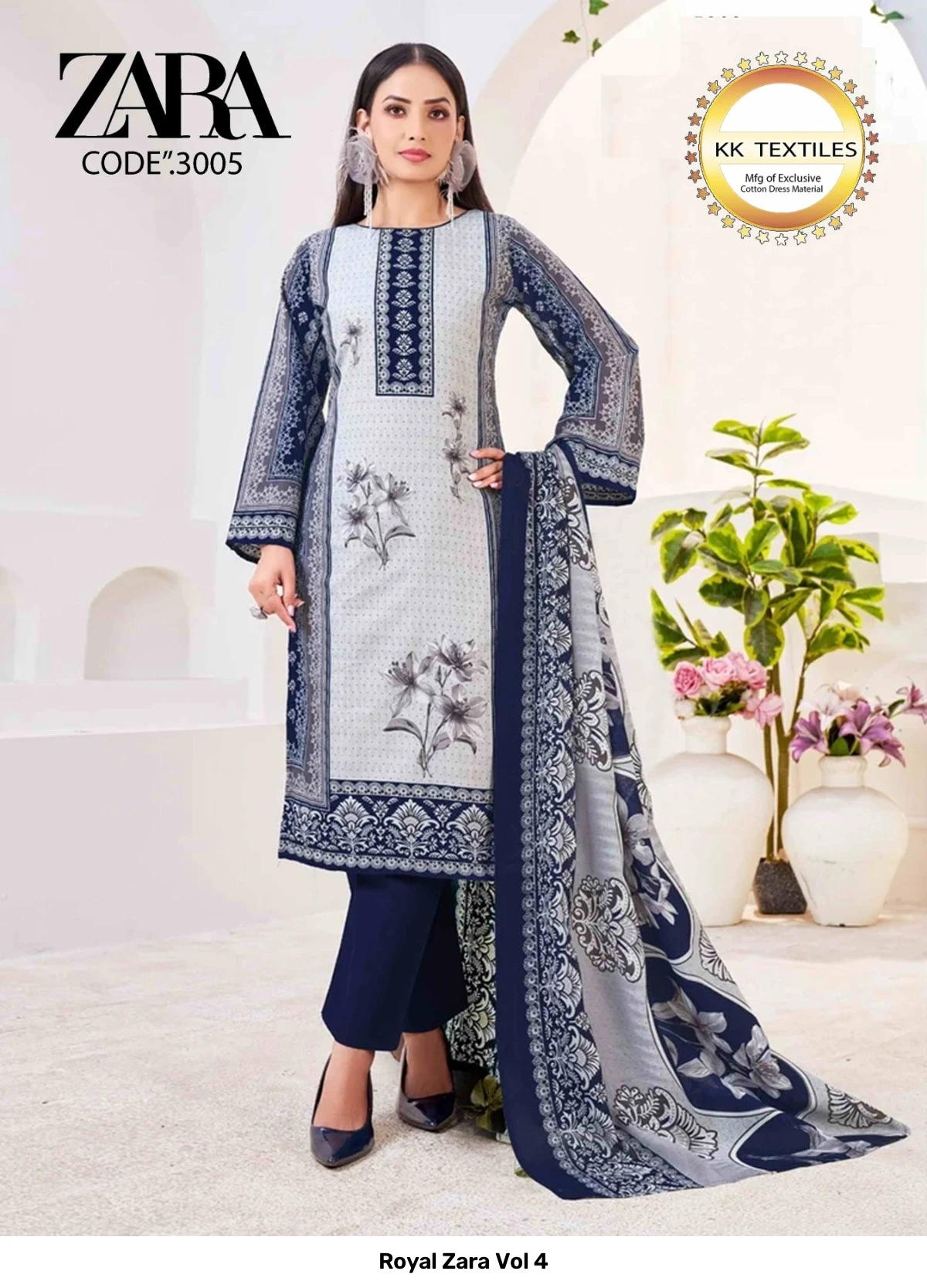 Royal Zara Vol 4 — Soft Cotton Printed, Unstitched Dress Materials, Royal wholesale from Surat — view 5