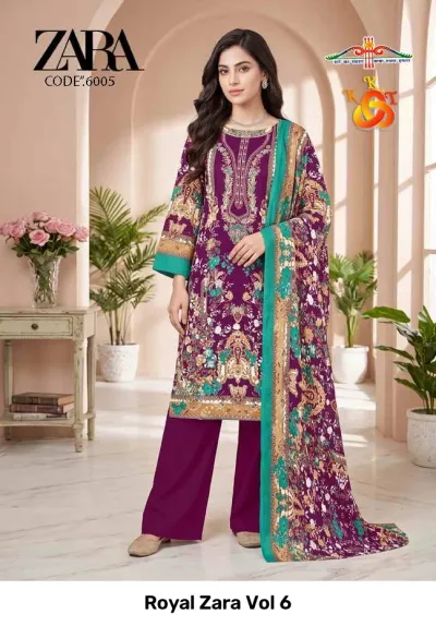 Royal Zara Vol 6 — Soft Cotton Printed, Unstitched Dress Materials, Royal wholesale from Surat — view 3