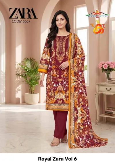 Royal Zara Vol 6 — Soft Cotton Printed, Unstitched Dress Materials, Royal wholesale from Surat — view 4