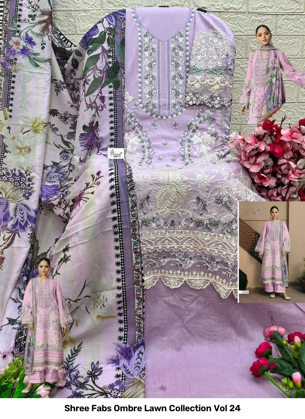 Shree Fabs Ombre Lawn Collection Vol 24 - Chiffon Dupatta 2