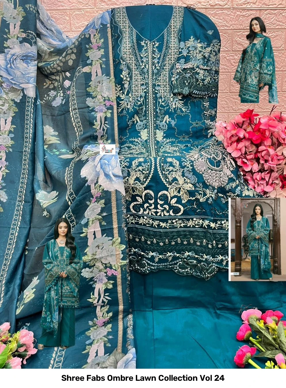 Shree Fabs Ombre Lawn Collection Vol 24 - Chiffon Dupatta 3
