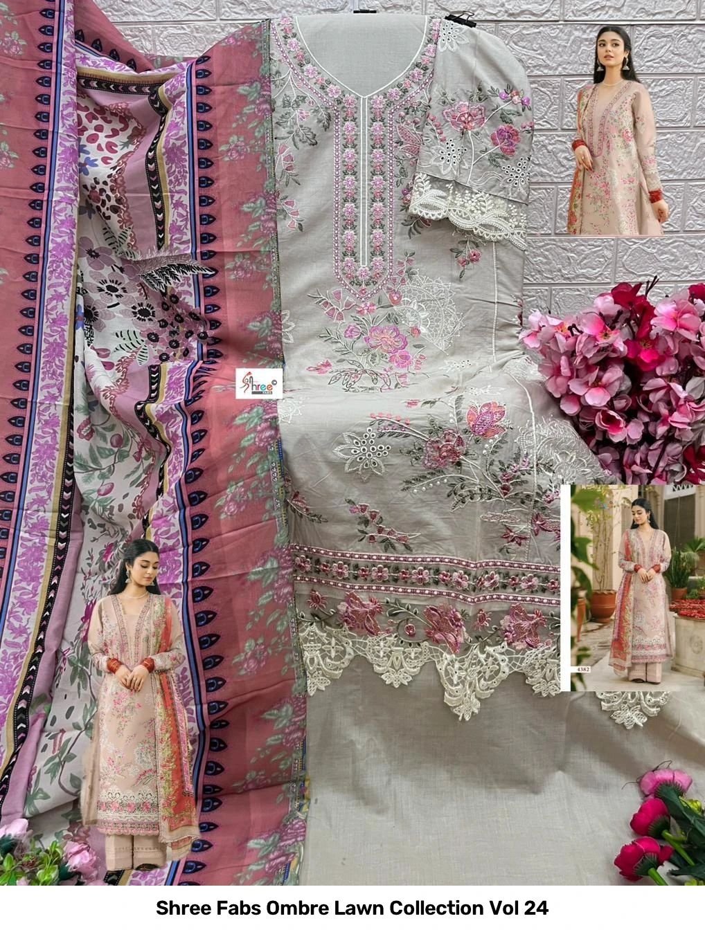 Shree Fabs Ombre Lawn Collection Vol 24 - Chiffon Dupatta 4