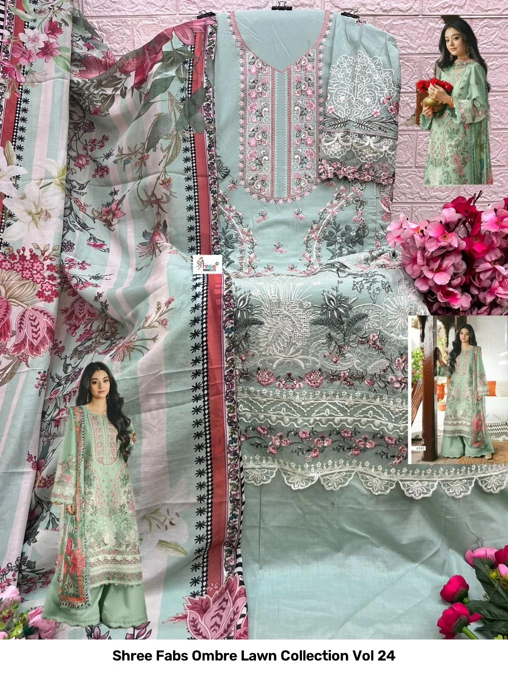 Shree Fabs Ombre Lawn Collection Vol 24 - Chiffon Dupatta 6