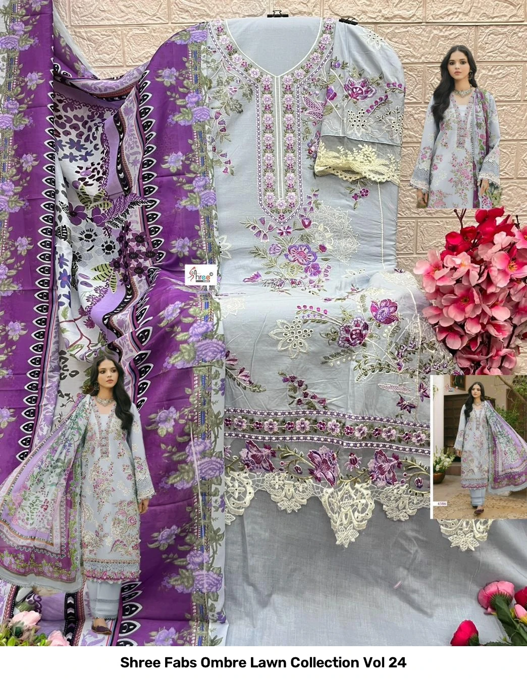 Shree Fabs Ombre Lawn Collection Vol 24 - Chiffon Dupatta 7