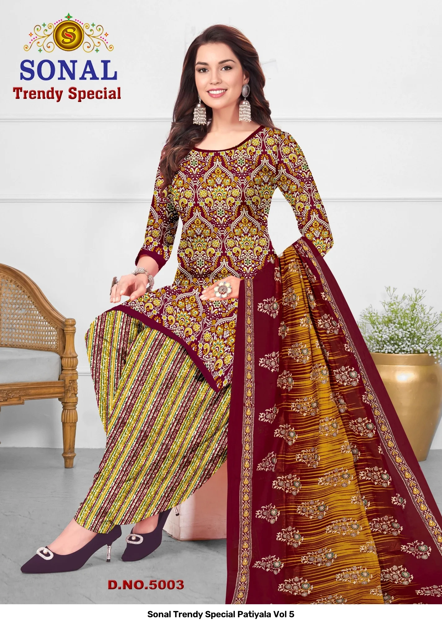 Sonal Trendy Special Patiyala Vol 5 — Pure Cotton Printed, Unstitched Dress Materials, Sonal wholesale from Surat — view 5