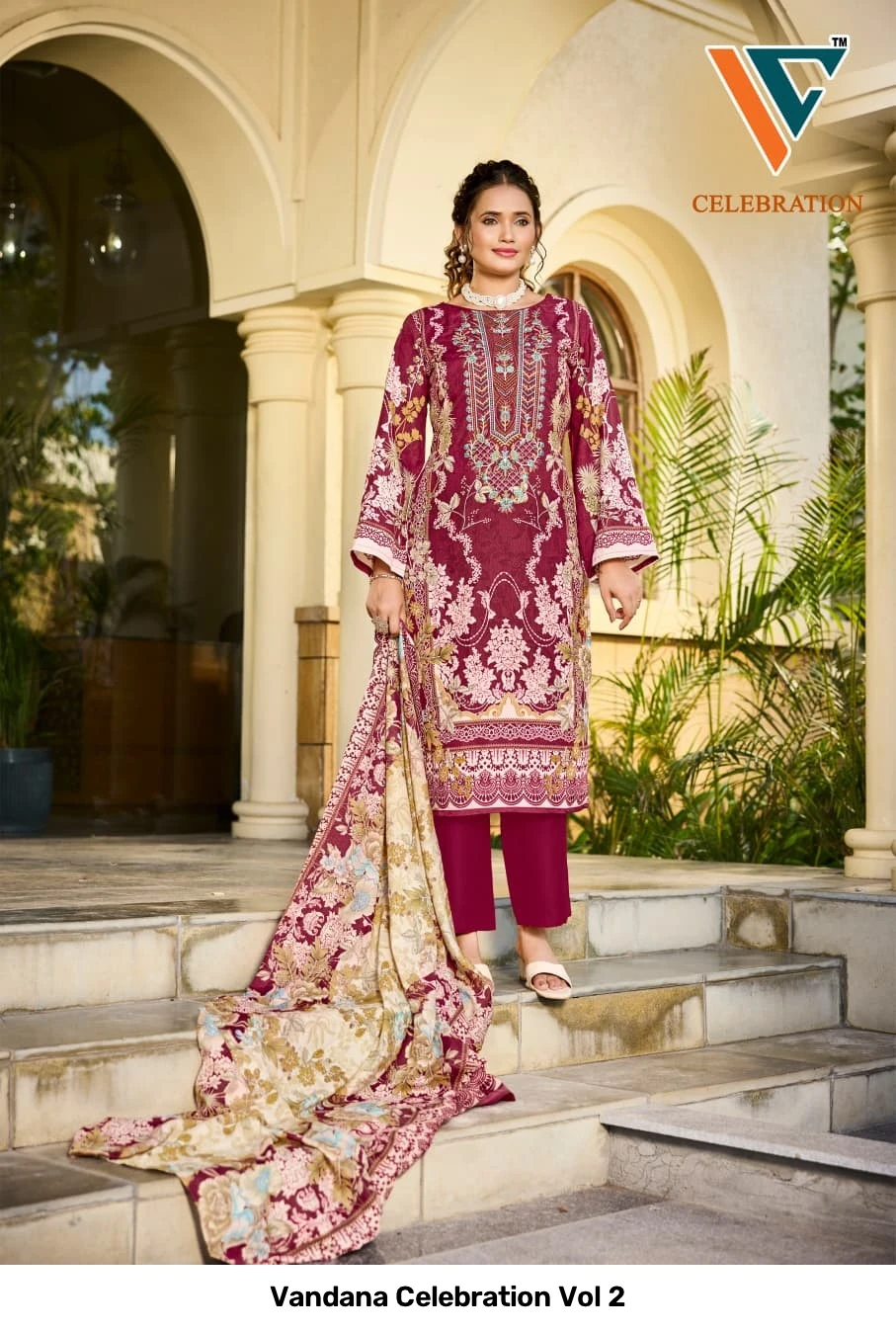 Vandana Celebration Vol 2 — Unstitched Dress Materials, Vandana Creation wholesale from Surat — view 2