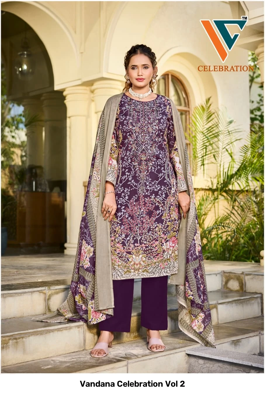 Vandana Celebration Vol 2 — Unstitched Dress Materials, Vandana Creation wholesale from Surat — view 6