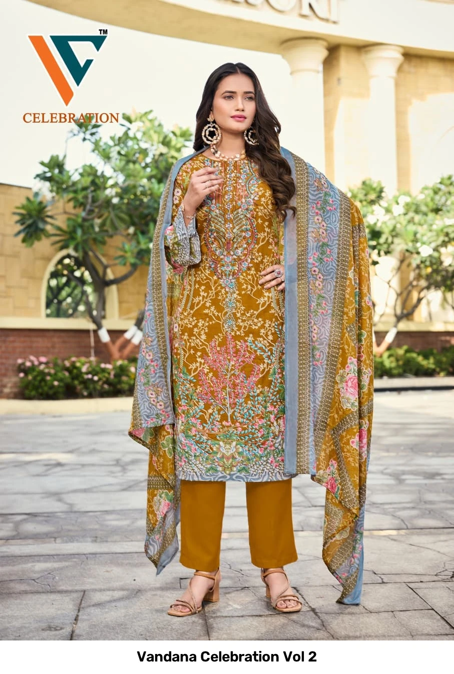 Vandana Celebration Vol 2 — Unstitched Dress Materials, Vandana Creation wholesale from Surat — view 8