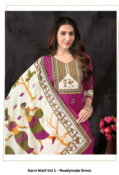 Aarvi Warli Vol 1 - Readymade Dress — Stitched Suits, Aarvi Fashions wholesale from Surat — view 3