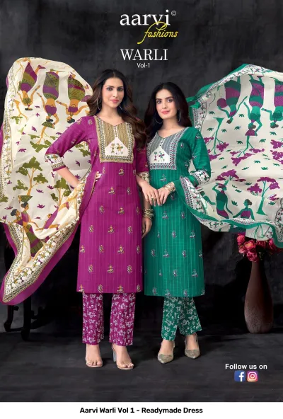 Aarvi Warli Vol 1 - Readymade Dress — Stitched Suits, Aarvi Fashions wholesale from Surat — view 8